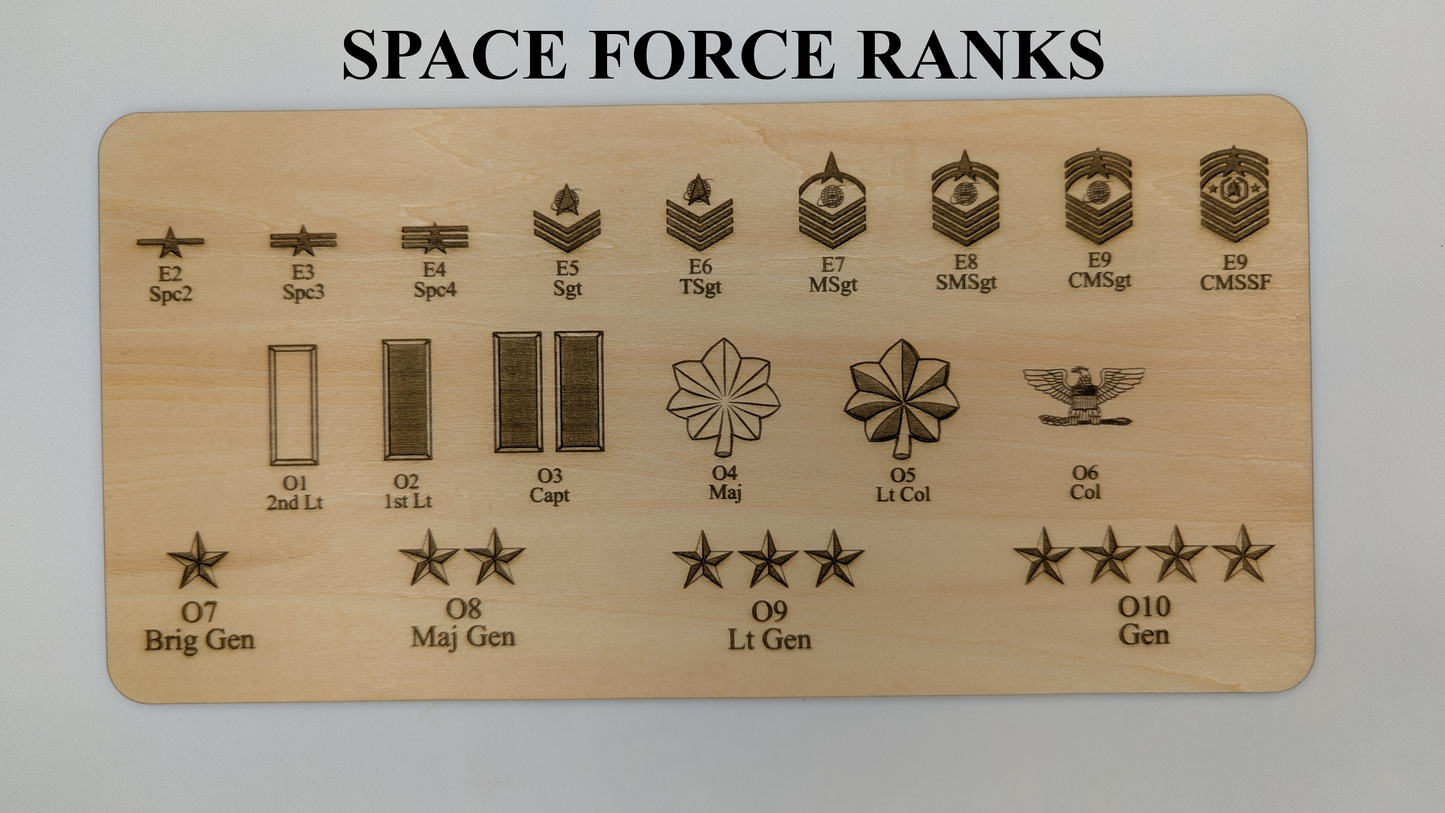 US Space Force Service Member 21 Gun Solute Memorial - Standing Plaque