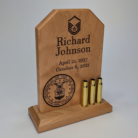 US Air Force Service Member 21 Gun Solute Memorial - Standing Plaque
